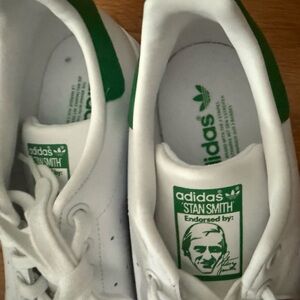 Adidas White and Green Stan Smith Sneakers